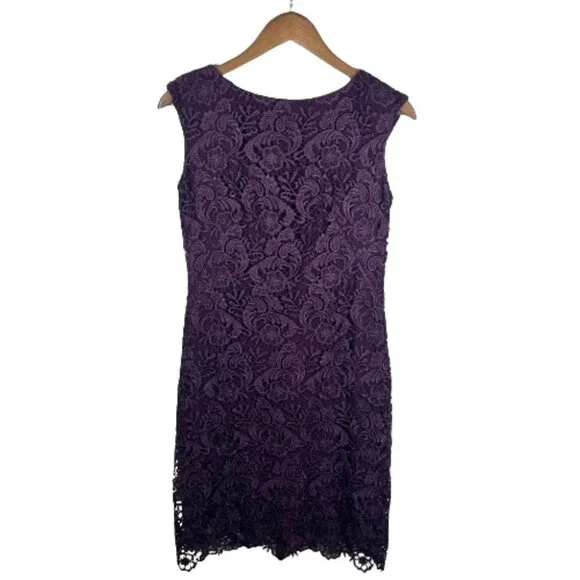 Lauren Ralph Lauren Women Lace Dress Sz 4 Purple Evening Cocktail Wedding  Guest